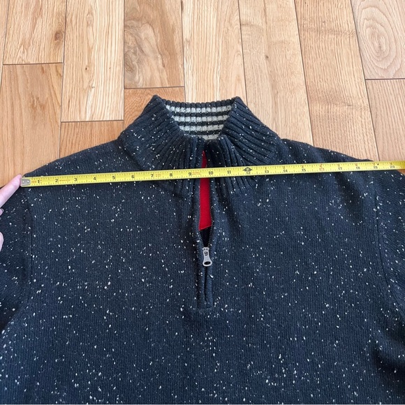 Robert Graham Quarter Zip Black with White Speckles 100% Wool Sweater Size Large - Picture 3 of 8